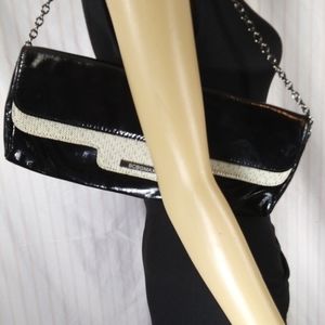 BCBG MAXAZRIA Wool & Patent Clutch